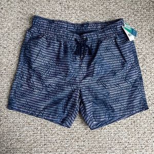 NWT IKE by Ike Behar Navy Elastic Drawstring Men’s Swim Trunks Size Large
